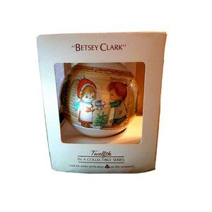 Vintage 1984 Betsy Clark Glass Christmas Ornament Ball In Box Hallmark